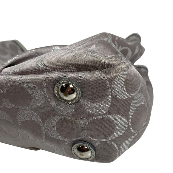 Coach Lynn Soho Signature C Jacquard Tote Bag Purse Metallic Silver F18912 + Fob - Picture 7 of 16